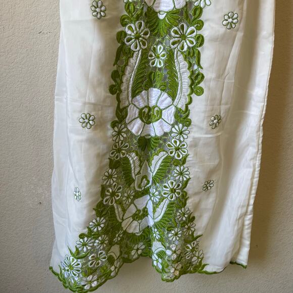 Vintage 60s/70s green embroidered elegant unique midi dress size xs - Picture 3 of 7